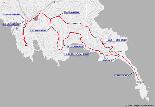 三ツ石海岸散策コースマップ